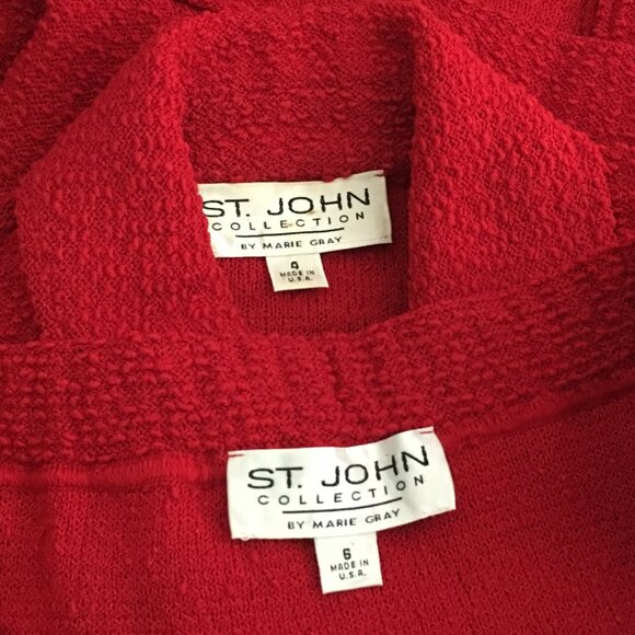 BEAUTIFUL St John collection knit red jacket skirt suit size 4 6 - Picture 9 of 9